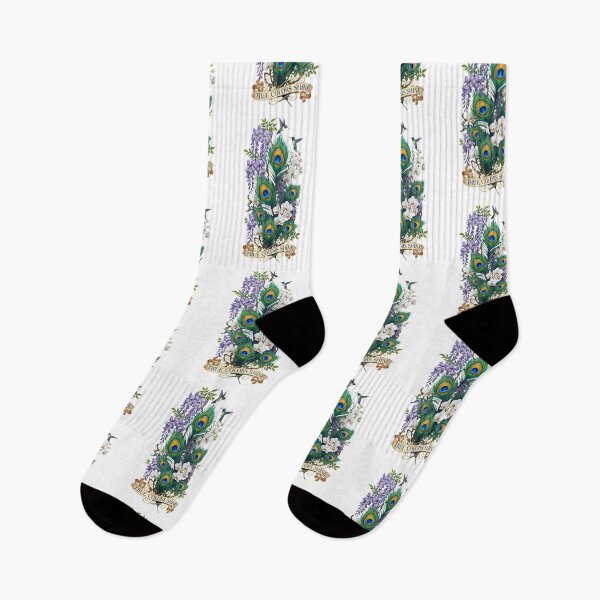 Item preview, Peacock Feathers Hummingbird Art – True Colors Shine, Wisteria Orchid Botanical Illustration designed and sold by Luminari Creations.