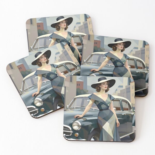 Item preview, City Angles – Elegant 1940s Retro Woman Art designed and sold by MooLaLa.Store.