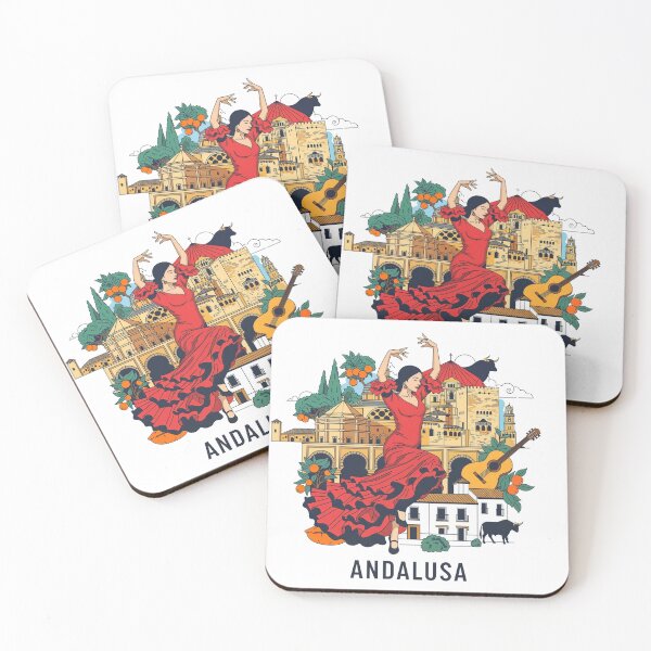 Item preview, Andalusia Spain Cultural Illustration with Flamenco Dancer and Landmarks designed and sold by lowbatterydept.