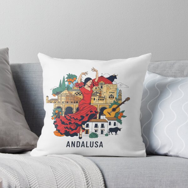 Item preview, Andalusia Spain Cultural Illustration with Flamenco Dancer and Landmarks designed and sold by lowbatterydept.