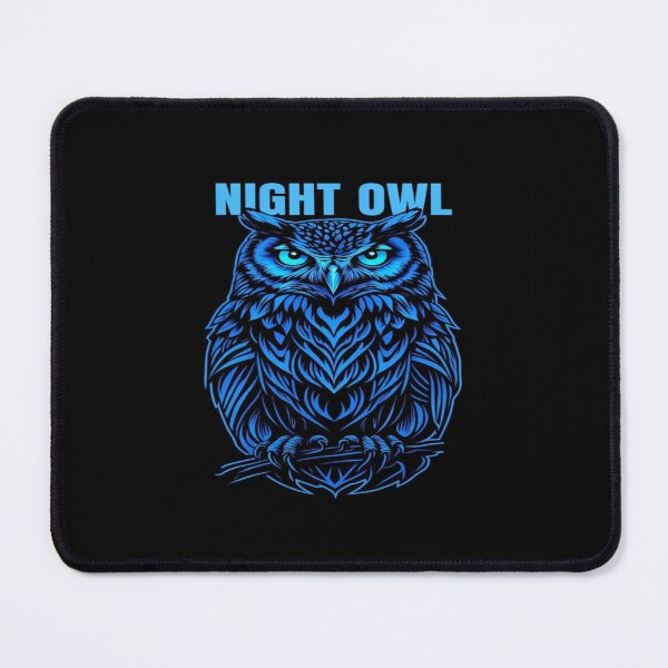Item preview, Neon Blue Night Owl Art – Glowing Eyes, Dark Forest Vibes, Nocturnal Animal Lover Gift Design designed and sold by Bright Nest Studio.
