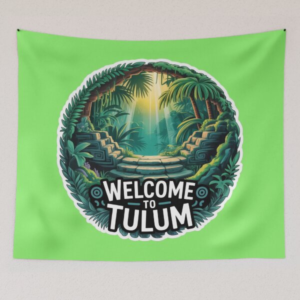 Item preview, Tulum Jungle Portal Sticker – Tropical Travel Adventure Design designed and sold by Timeless Design.