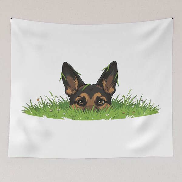 Item preview, Lurking In The Grass Funny GSD Meme designed and sold by Petzzz.
