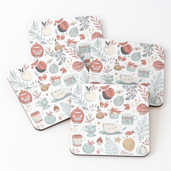 Item preview, Cozy Autumn Pattern Illustration – Warm Fall Leaves, Cups & Nature Art designed and sold by Activity01.