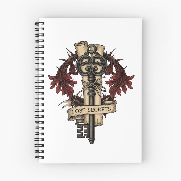 Item preview, Victorian Skeleton Key Scrolls Art – Lost Secrets, Gothic Baroque Ornate Tattoo Flash designed and sold by Luminari Creations.