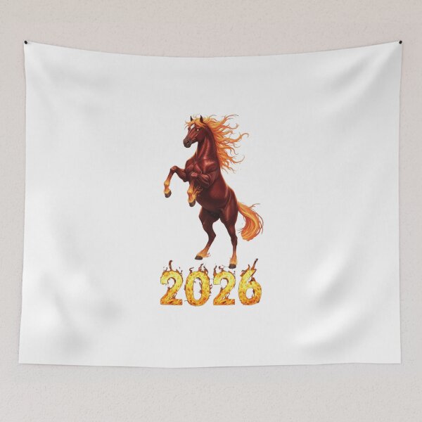 Item preview, 2026 Fire Stallion – Rearing Horse Flame New Year Artwork designed and sold by Baby Adee Collective.