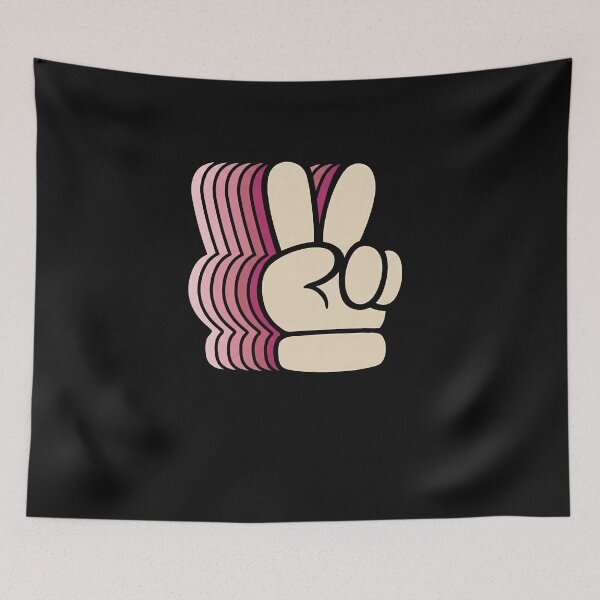Item preview, Retro Peace Sign V is for Valentine's Day Groovy Pink Hand designed and sold by AdyKurniawan.