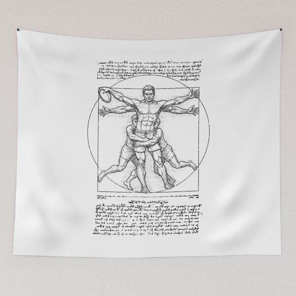 Item preview, Rugby Player Funny Vintage Vitruvian Man Leonardo Da Vinci designed and sold by GrandeDuc.