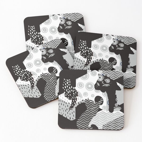 Item preview, Maximalist cats in a cat tree - black and white designed and sold by HillsandSheep.