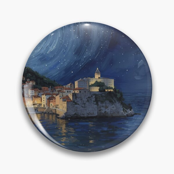 Item preview, Dubrovnik Night Coast Starry Seaside Painting designed and sold by RkskArt.