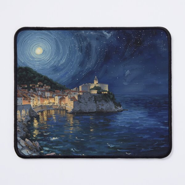 Item preview, Dubrovnik Night Coast Starry Seaside Painting designed and sold by RkskArt.