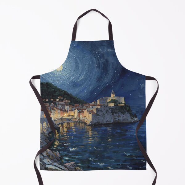 Item preview, Dubrovnik Night Coast Starry Seaside Painting designed and sold by RkskArt.
