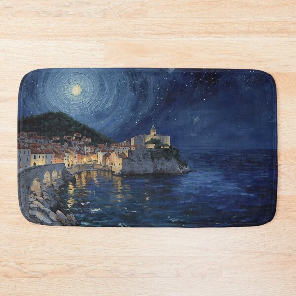 Item preview, Dubrovnik Night Coast Starry Seaside Painting designed and sold by RkskArt.