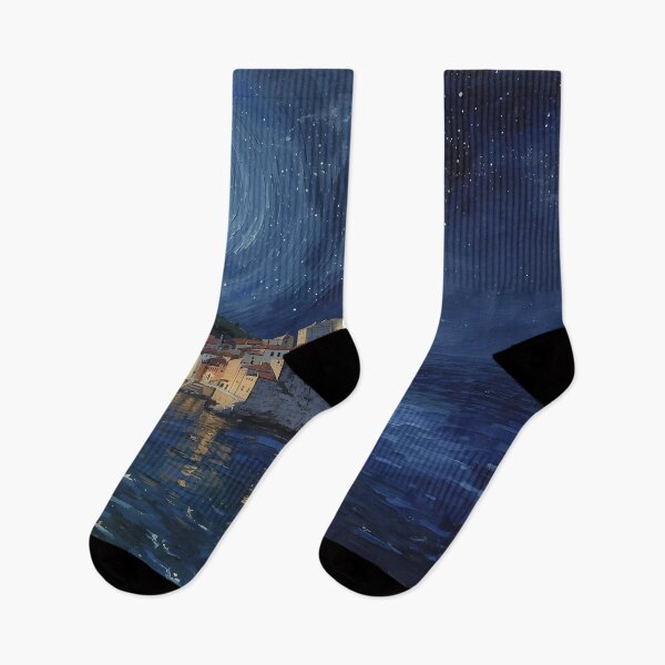 Item preview, Dubrovnik Night Coast Starry Seaside Painting designed and sold by RkskArt.