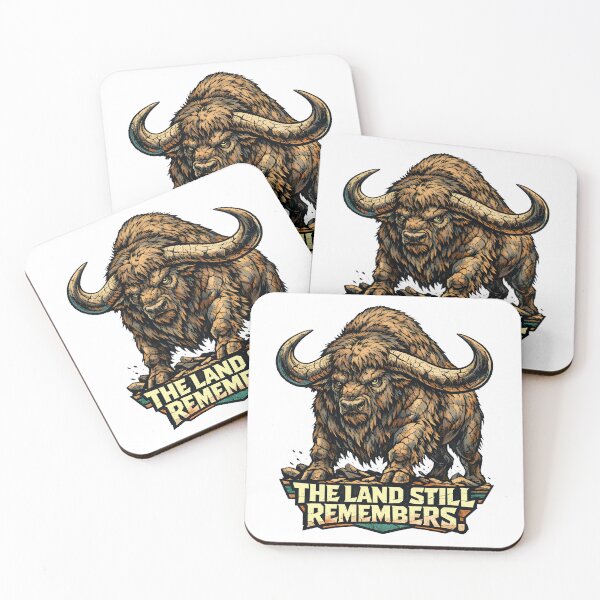 Item preview, The Land Still Remembers Prehistoric Bison Vintage Art - Retro Buffalo Ancient Earth Design - Primitive Spirit Animal Nature Quote - Majestic Stone Beast Illustration - Geological Heritage Graphic designed and sold by Vivaan Studio.