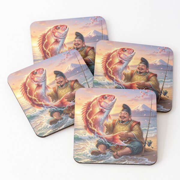 Item preview, Lucky Ebisu and Red Sea Bream – Japanese Good Fortune Art designed and sold by Mori-no-Akari.