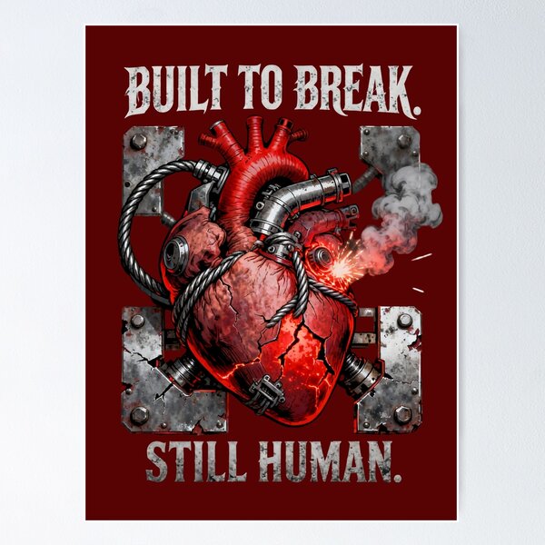 Item preview, Still Human Under Pressure – Industrial Heart vs Machine Streetwear Art designed and sold by Maximilianos.