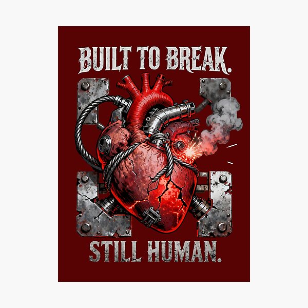 Item preview, Still Human Under Pressure – Industrial Heart vs Machine Streetwear Art designed and sold by Maximilianos.