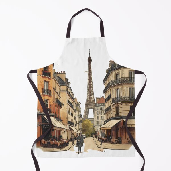 Item preview, Paris Street Illustration with Eiffel Tower – Romantic Paris City Art, French Architecture Wall Art designed and sold by Activity01.
