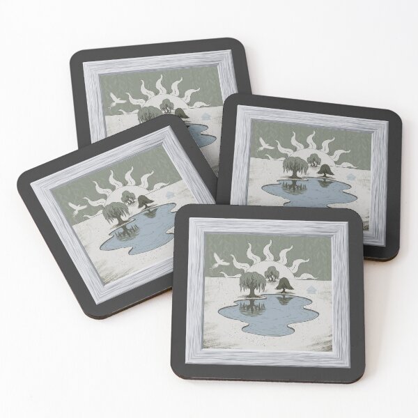 Item preview, Whimsical Cottagecore Weeping Willow and Sun Pond Landscape designed and sold by Brinkenburger.