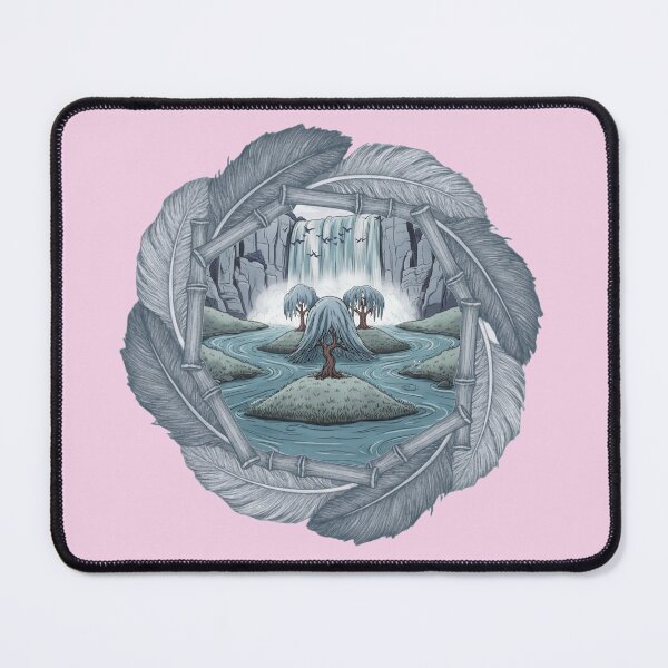 Item preview, Serene Whimsical Waterfall and Weeping Willow Feather Frame designed and sold by Brinkenburger.