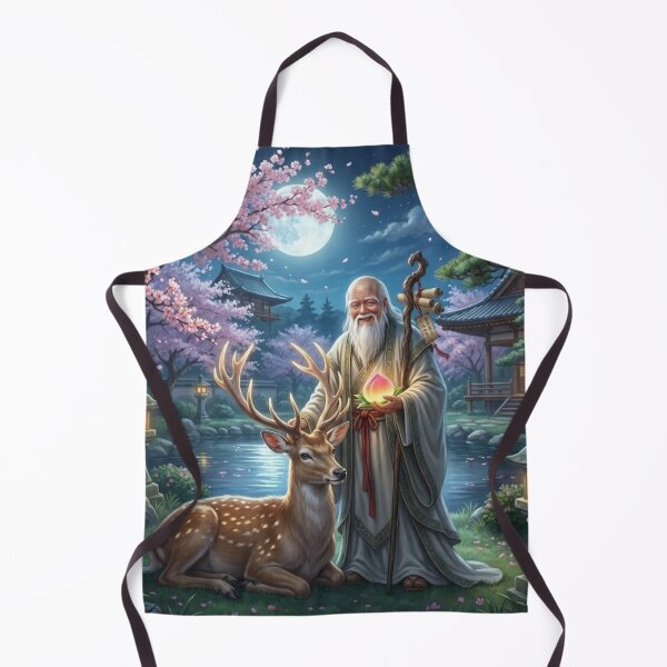 Item preview, Fukurokuju God of Longevity – Japanese Moonlit Blessing Art designed and sold by Mori-no-Akari.