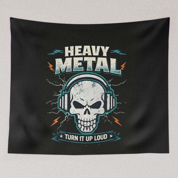 Item preview, Heavy Metal Skull Headphones - Turn It Up Loud Rock Music T-Shirt designed and sold by ZyxDes.