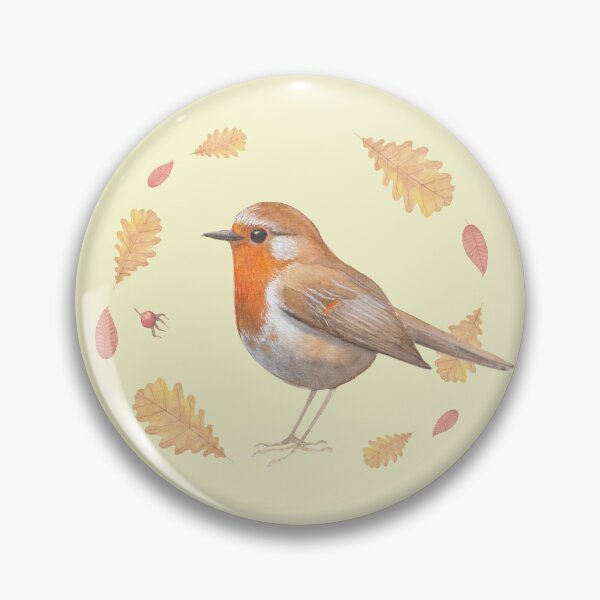 Item preview, Watercolor Robin & Rose Hips - Autumn Nature Illustration and Pattern - Robin, Oak Leaves, Rosehip Art designed and sold by Laurus Lunaris.