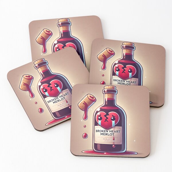 Item preview, Broken Heart Merlot – Cute Sad Wine Bottle (Heartbreak Pun) designed and sold by ComedyInkFactor.