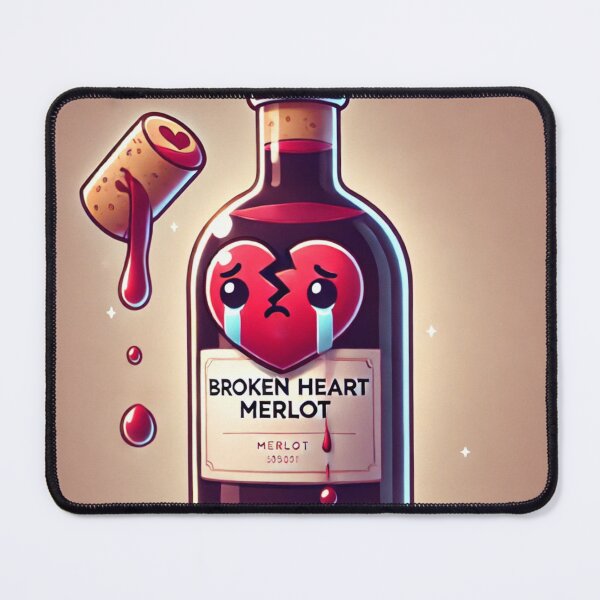Item preview, Broken Heart Merlot – Cute Sad Wine Bottle (Heartbreak Pun) designed and sold by ComedyInkFactor.