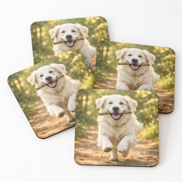 Item preview, Happy Golden Retriever Running with Stick – Joyful Dog Art designed and sold by Darlin8888.
