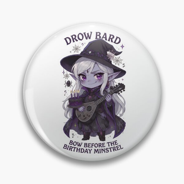 Item preview, Birthday Drow Bard – Cute Fantasy Dark Elf Music Art designed and sold by RpgTools.