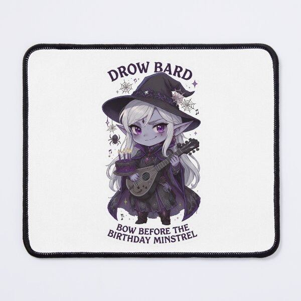 Item preview, Birthday Drow Bard – Cute Fantasy Dark Elf Music Art designed and sold by RpgTools.