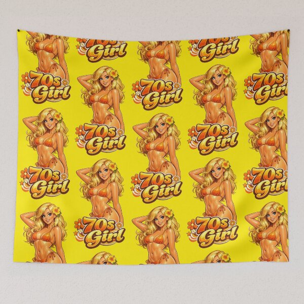 Item preview, Another Blonde Pin-Up from 70s: Retro Pin-Up Cartoon Girl – 50s 60s 70s Vintage Style Illustration designed and sold by Arte Cartoon From TagTeam Group.
