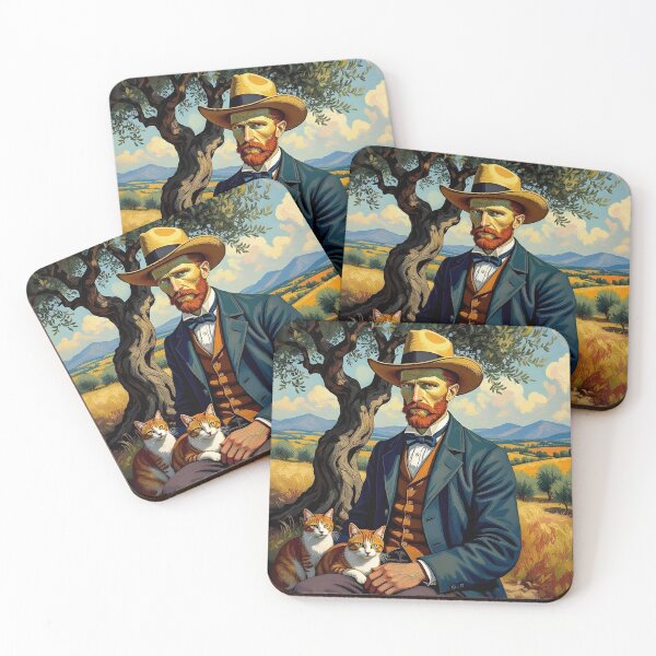 Item preview, Olive Grove Visionary – Expressionist Cat Portrait Art designed and sold by Kelvin Hughes Design.