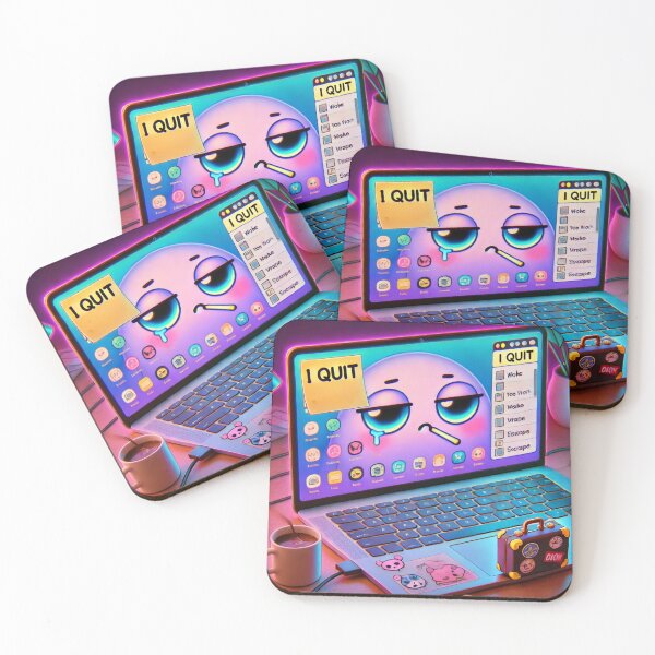 Item preview, I Quit – Neon Laptop Burnout Meme (Work From Home Humor) designed and sold by ComedyInkFactor.