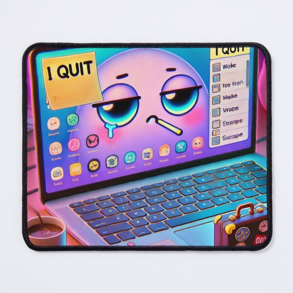 Item preview, I Quit – Neon Laptop Burnout Meme (Work From Home Humor) designed and sold by ComedyInkFactor.