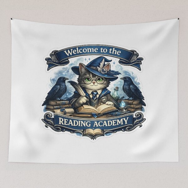 Item preview, Reading Academy Bookworm Cat Sticker designed and sold by Chytanka.