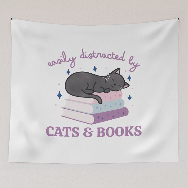 Item preview, Easily Distracted By Cats And Books Cute Bookish Black Cat designed and sold by winterpumpkin.