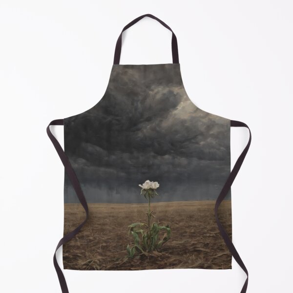 Item preview, White Flower in Barren Field Under Dark Storm Clouds – Dramatic Oil Painting of Isolation & Resilience designed and sold by Visualynx.