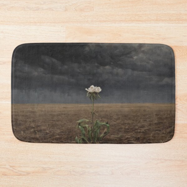 Item preview, White Flower in Barren Field Under Dark Storm Clouds – Dramatic Oil Painting of Isolation & Resilience designed and sold by Visualynx.
