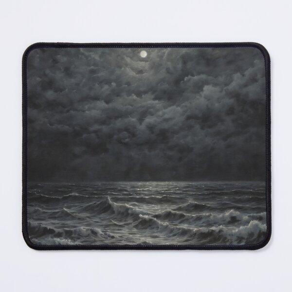 Item preview, Moonlit Stormy Sea – Dark Atmospheric Ocean Oil Painting with Dramatic Clouds designed and sold by Visualynx.