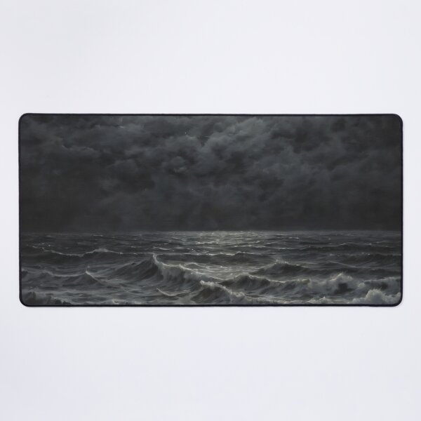 Item preview, Moonlit Stormy Sea – Dark Atmospheric Ocean Oil Painting with Dramatic Clouds designed and sold by Visualynx.