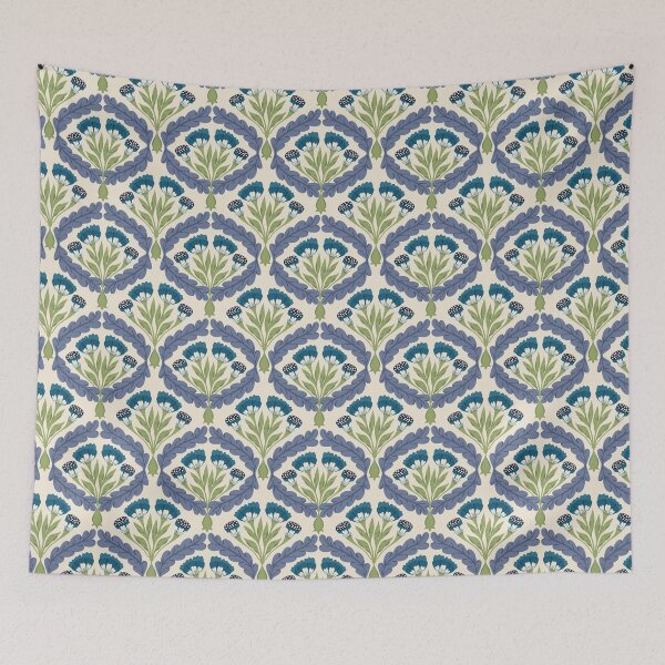 Item preview, Patrón botánico con base de diamante ornamental (púrpura) designed and sold by istolar Pattern design & illustration.