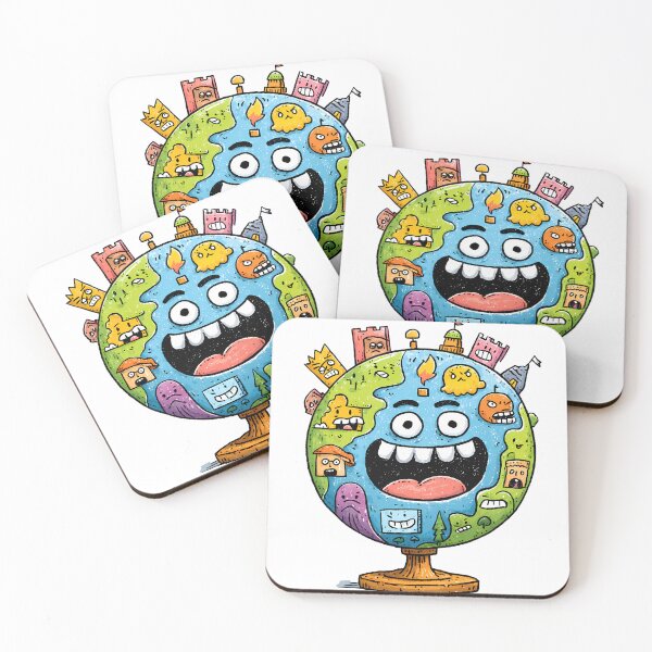 Item preview, Whimsical Global Village - Happy Earth Globe with Colorful Cartoon Characters Art designed and sold by DesignArtist.ia.