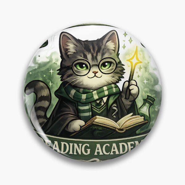 Item preview, Green Reading Academy Wizard Cat Sticker designed and sold by Chytanka.