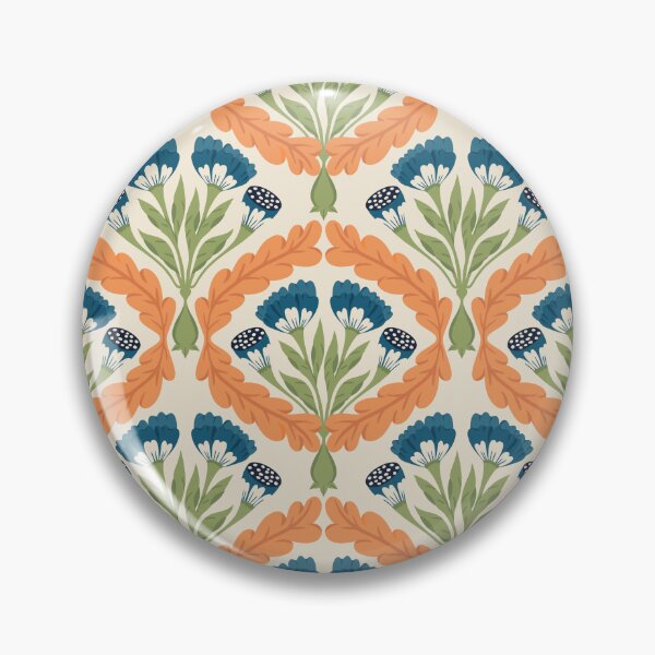 Item preview, Ornamental diamond base botatical pattern (orange on cream) designed and sold by istolar Pattern design & illustration.