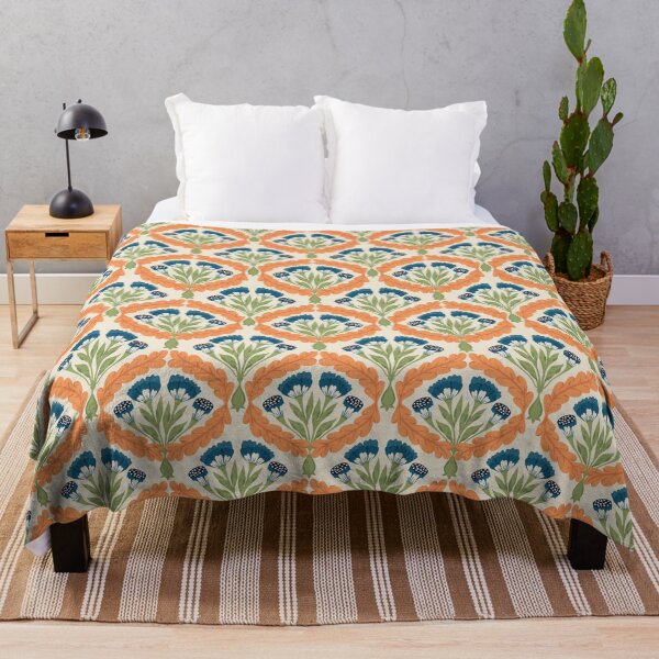 Item preview, Ornamental diamond base botatical pattern (orange on cream) designed and sold by istolar Pattern design & illustration.