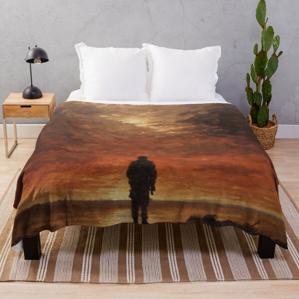 Item preview, Lone Soldier Under Burning Red Sky – Dramatic War-Themed Oil Painting designed and sold by Visualynx.
