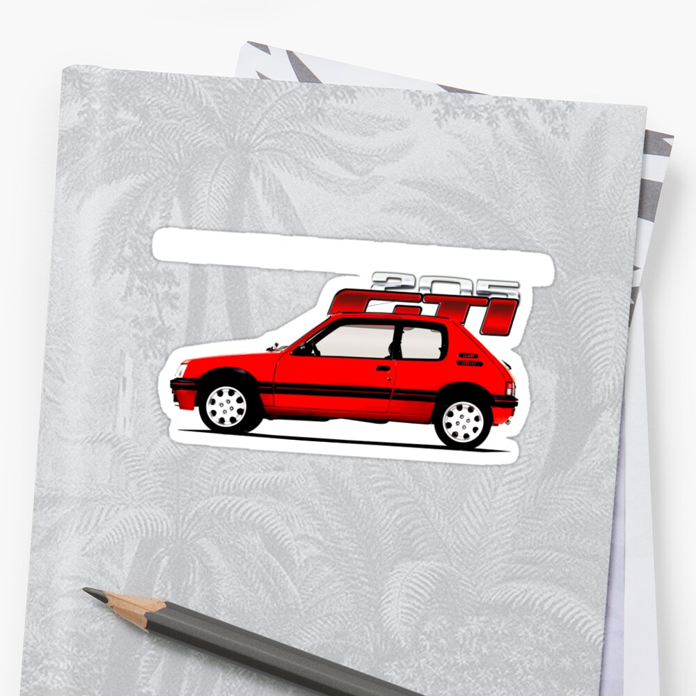 "PEUGEOT 205 GTI" Sticker by ThrowbackMotors Redbubble